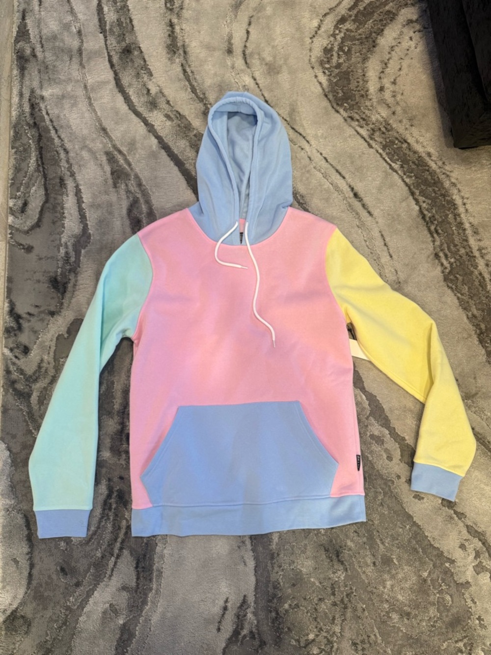 Brooklyn Cloth Pastel Colorblock Hoodie in Pink, Blue & Yellow
